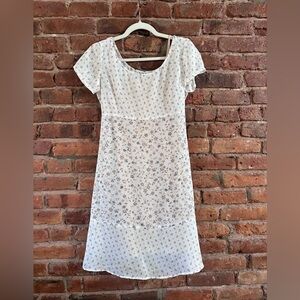 BCBG y2k White Floral-Print Short-Sleeve Dress size s